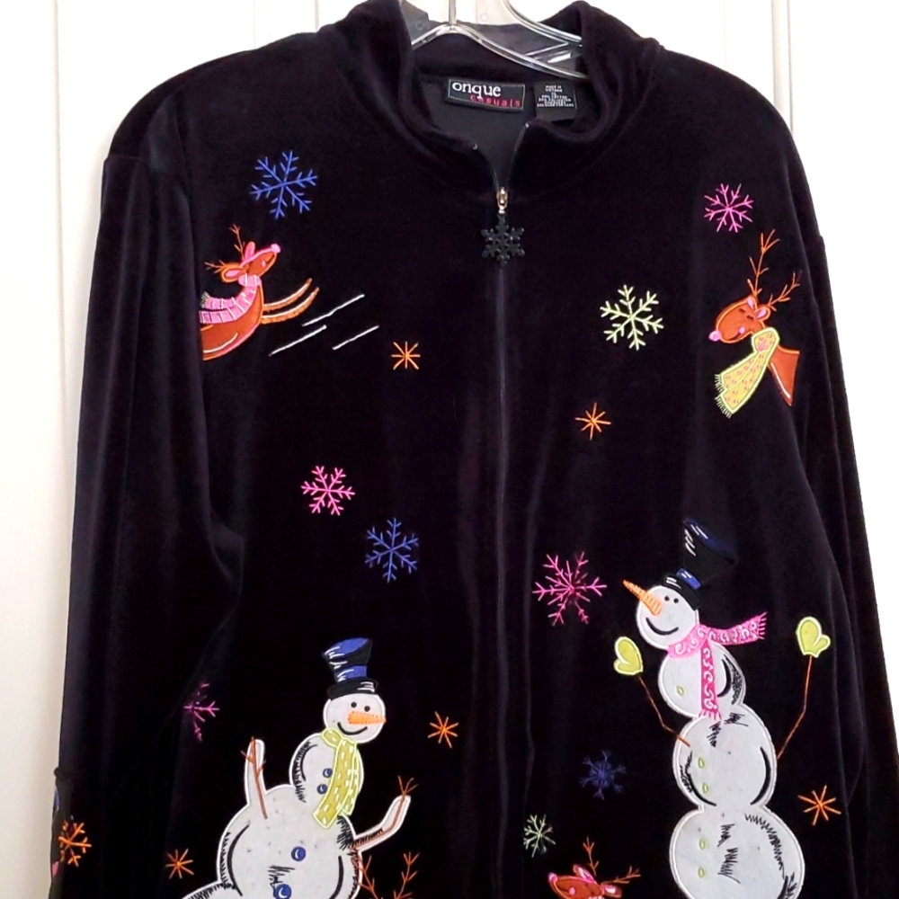 Black velour Christmas jacket.